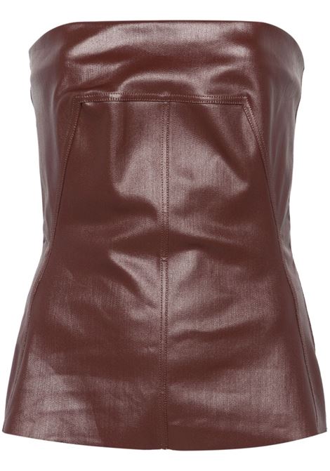 Brown coated-denim bustier top Rick Owens - women